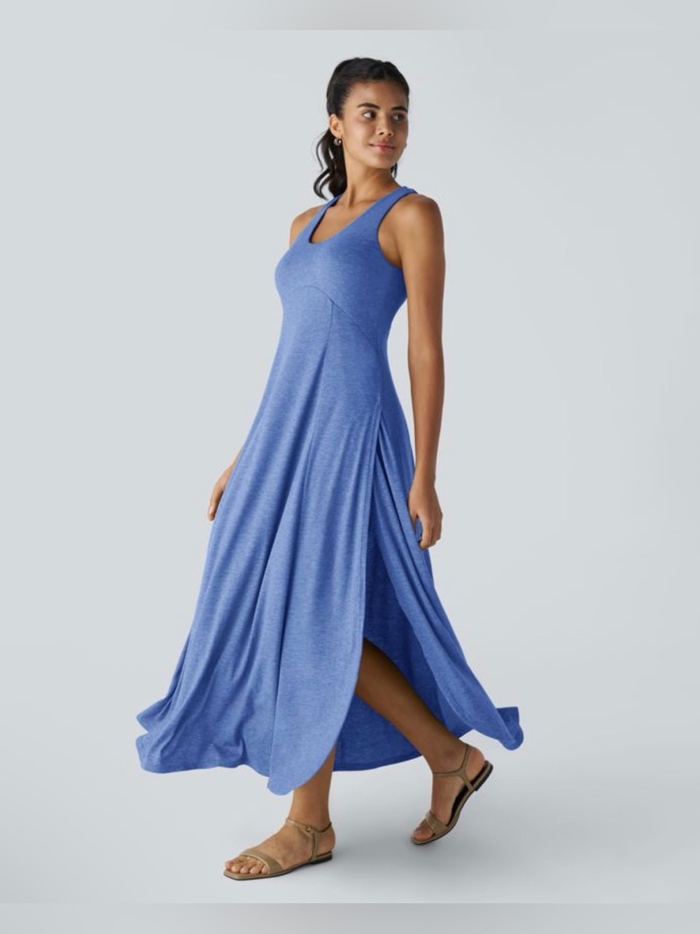 HALARA U Neck Flowy Maxi Casual Tank Dress size L NWT